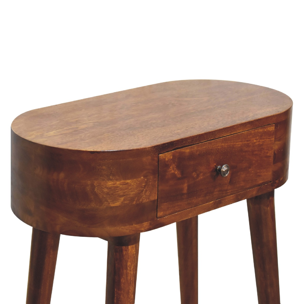 Artisan Furniture Solid Wood Mini Albion Console Table with Small Drawer – Compact Design, Chestnut Brown