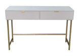 White 120cm wooden 2-drawer side table