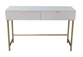 White 120cm wooden 2-drawer side table