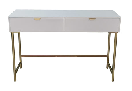 White 120cm wooden 2-drawer side table