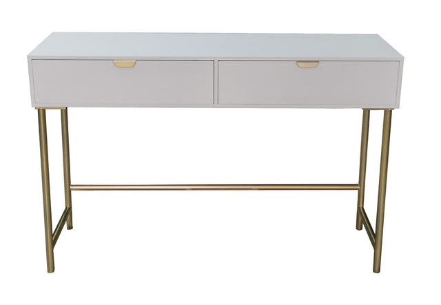 White 120cm wooden 2-drawer side table