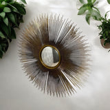 AcaciaHome 90cm Round Wall Mirror with Industrial Distressed Metal Frame – Decorative Vanity Mirror