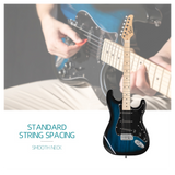 Glarry GST Electric Guitar Kit with 20W Amplifier, Bag & Strap – Beginner 6-String Guitar, Black Pickguard, Blue