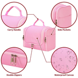 Vinsani Hanging Toiletry Bag with Double Zips, Mesh Pockets & Elastic Loops – Compact Travel Wash Bag, Pink
