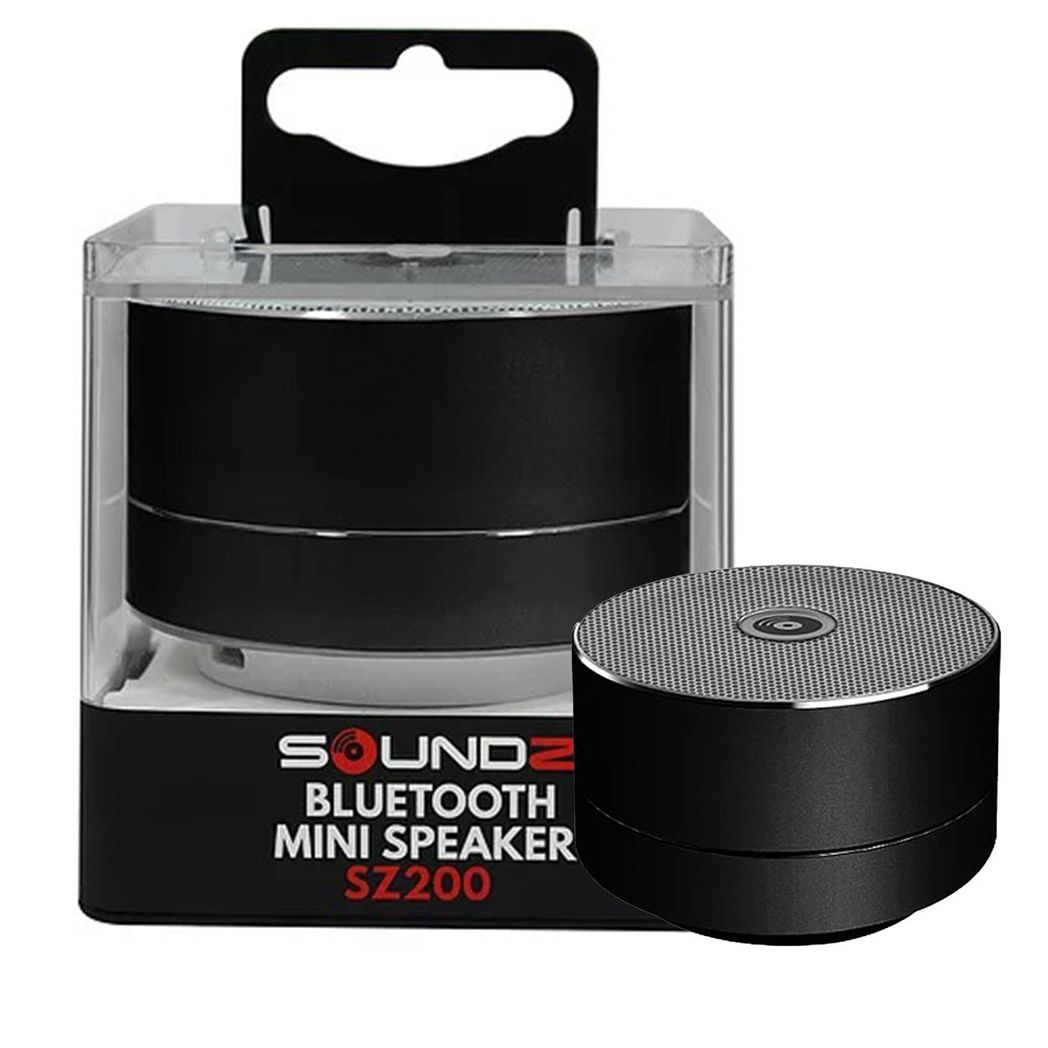 Soundz Portable Wireless Bluetooth Speaker with Metal Casing, Hands-Free Support & Blue LED Light, Black