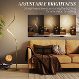 HOMCOM LED Floor Lamp, 3 Brightness Levels – Gold