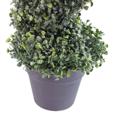 Artificial Boxwood Tower Tree Topiary, 120cm (4ft) Spiral with Metal Top – Indoor & Outdoor Plant