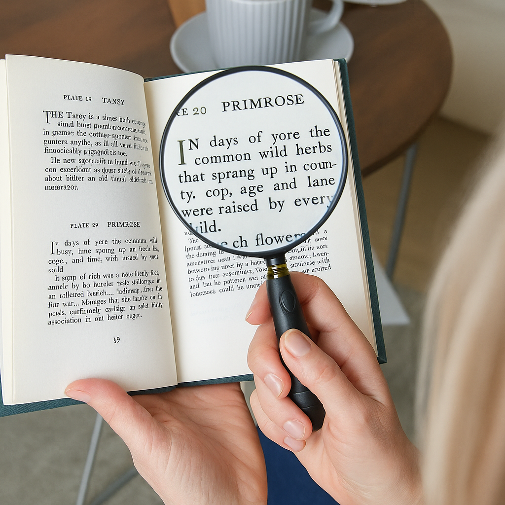 Avilo Glass Handheld Magnifier with x5 and x10 Magnification – Reading and Close-Up Viewing Aid