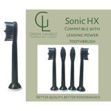 Green Laurels Recyclable Replacement Toothbrush Heads for Sonic Toothbrushes – 4 Pack, Charcoal Bristles