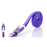 GVC 1 Metre Tangle-Free Flat USB to 8 Pin Cable – Charging & Data Sync Lead for Phones and PCs, Purple