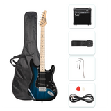 Glarry GST Electric Guitar Kit with 20W Amplifier, Bag & Strap – Beginner 6-String Guitar, Black Pickguard, Blue