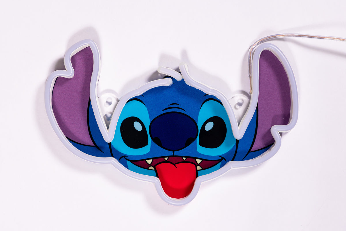 YELLOWPOP Disney Stitch Face LED Neon Sign – USB-Powered Licensed Wall Light for Bedroom or Study