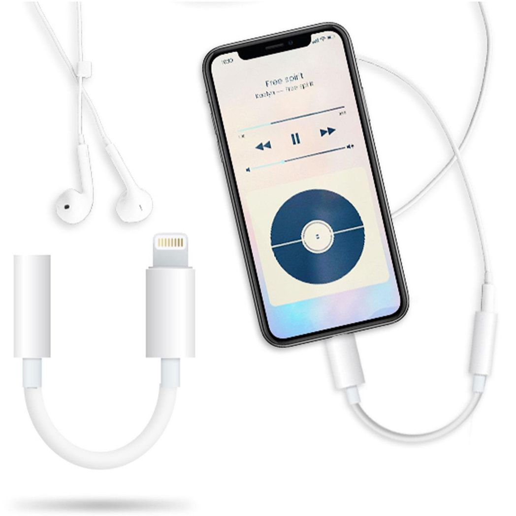FX Earphone Converter, Phone 8-Pin to 3.5mm Aux with Premium Sound Quality – White
