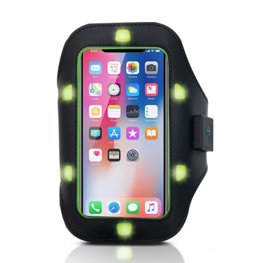 Aquarius LED Sports Armband for Smartphones – Touchscreen Window, Splashproof, for Running & Cycling