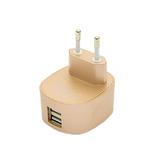 FX Multicoloured Dual USB Mains Charger, 2.4A with LED Light – Fast Charging Plug (EU), Gold