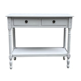 Modern 2 Drawer Rectangular Console Table with Knob Handles – Hallway Side Table, Moonstruck Grey