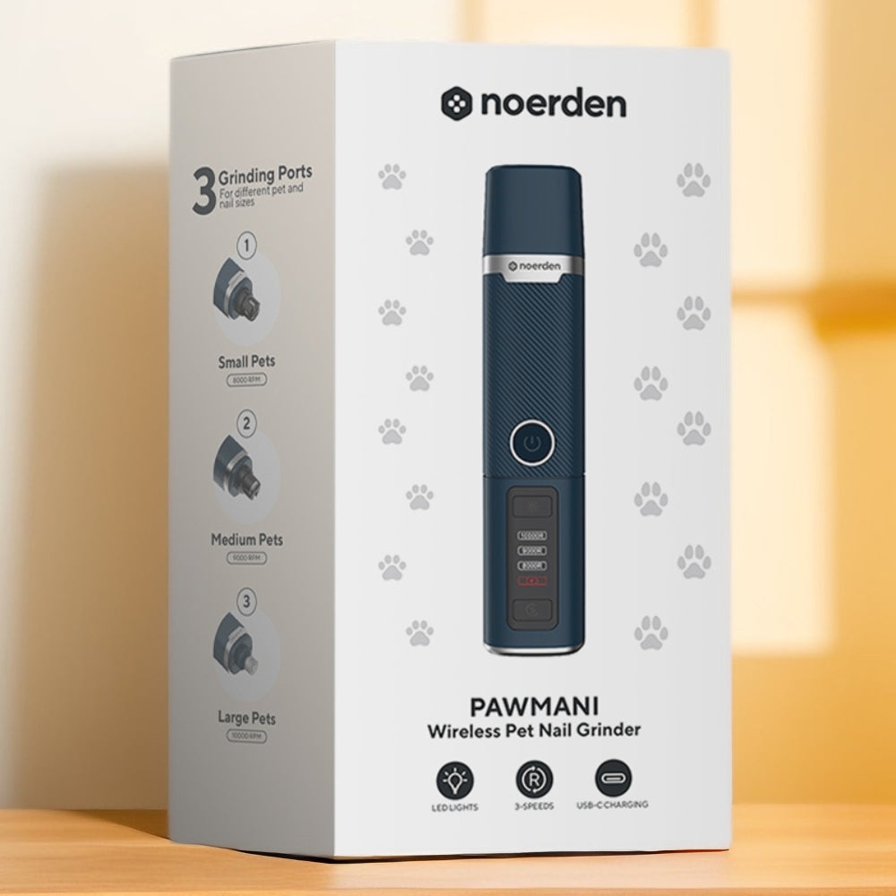 PawMani Wireless Pet Nail Grinder with LED Light, Low-Noise Motor & 3 Grinding Ports – USB-C Rechargeable