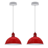 Red Dome Metal Pendant Shades, 21cm – 2 Pack