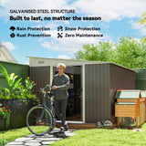 Outsunny 11.3 x 9.2ft Galvanised Steel Garden Shed with Double Doors & Vents – Heavy-Duty Storage, Grey
