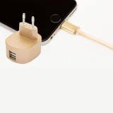FX Multicoloured Dual USB Mains Charger, 2.4A with LED Light – Fast Charging Plug (EU), Gold
