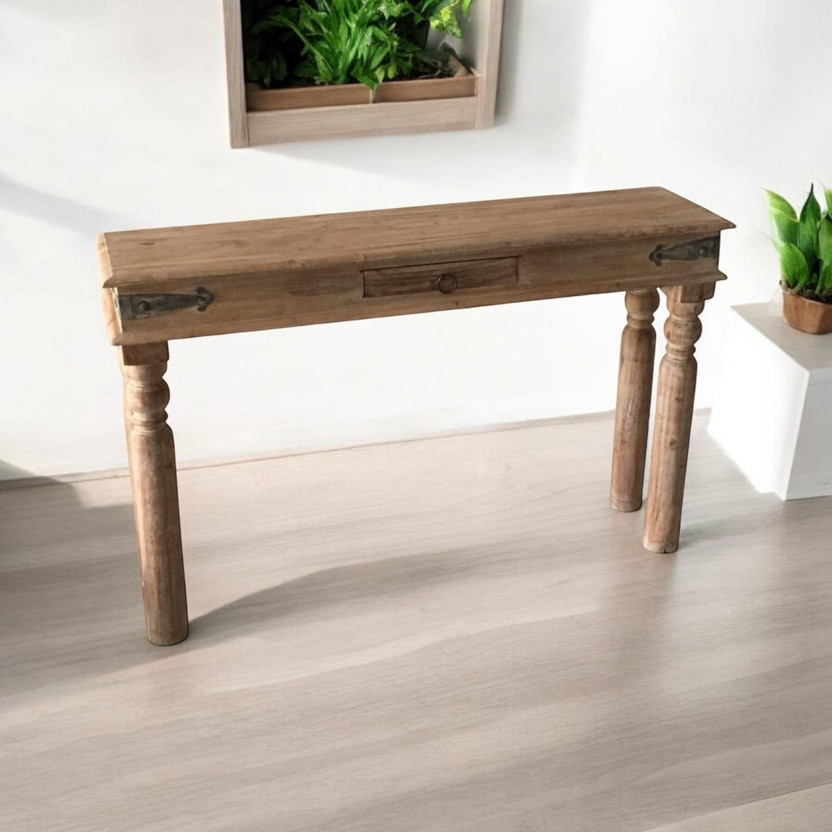 AcaciaHome 120cm Wooden Console Table with Storage Drawers – Slim Hallway and Entryway Table, Modern Design