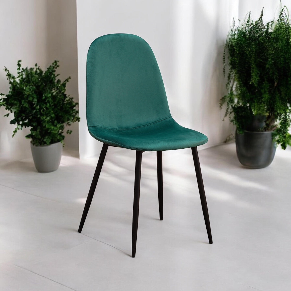 AcaciaHome Velvet Padded Dining Chair with Metal Legs