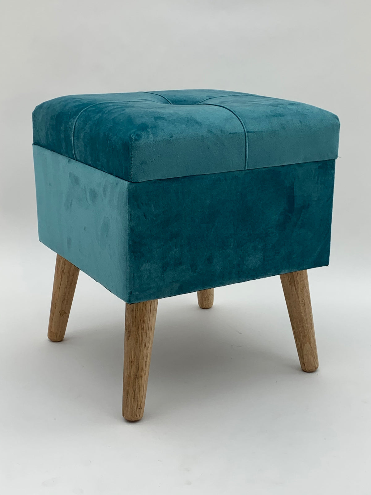 AcaciaHome Velvet Ottoman Footstool with Lift-Up Storage – Square, Traditional Pattern, Living Room Seat