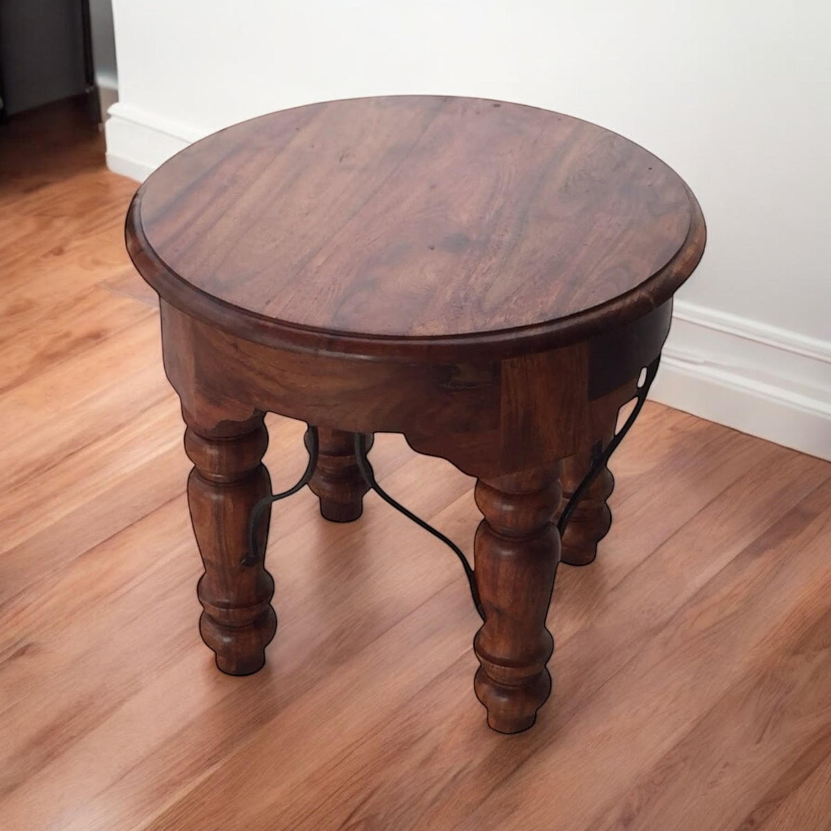 AcaciaHome Round Wooden Dining Table – Classic Design for Dining, Kitchen or Living Room, Deep Brown