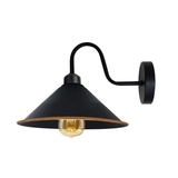 Vintage Swan Neck Wall Light with Cone Shade and E27 Socket – Dimmable Indoor Wall Sconce, Black and Gold