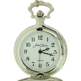 Jakob Strauss Dad Pocket Watch with Silver Tone Case & 12 Inch Brass Chain – Gift Watch, Matte White Dial