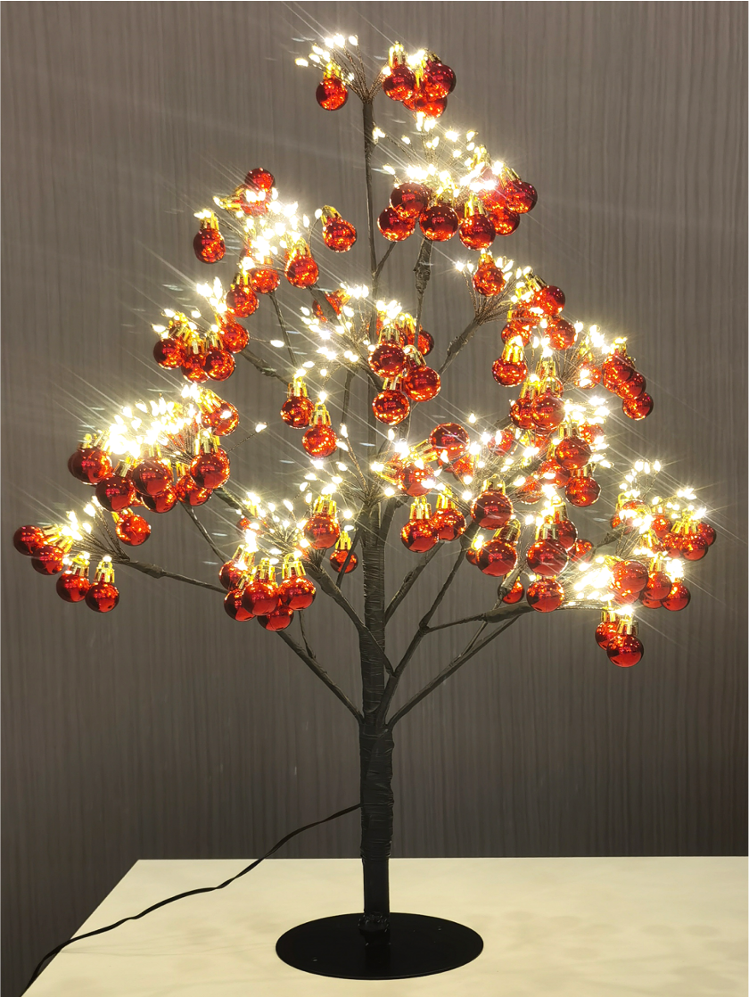 Avilo Pre-Lit Illuminated Red Bauble Christmas Tree – Festive Table-Top Decoration