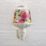 AcaciaHome Ceramic Plug-In LED Night Light with Colourful Floral Design – Bedroom and Hallway Light, Pink