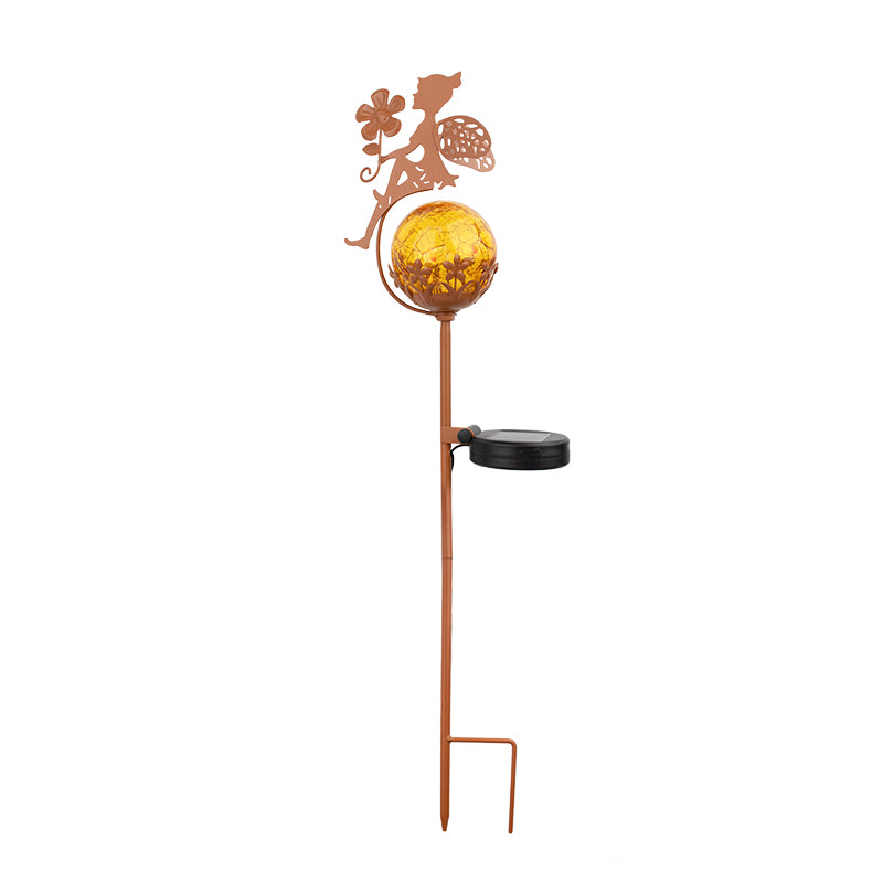 Avilo Copper Look Solar Fairy Garden Light with Crackle Glass Effect and Flower Petal Base
