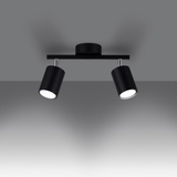 Sollux Lighting Lemmi Steel Ceiling Lamp with Two GU10 Fittings – Minimalist Design, Black