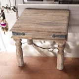 AcaciaHome 45cm Wooden Square Side Table with Natural Wood Finish – Compact Table for Living Room, Bedroom or Office