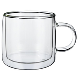 VINSANI COPA Double Wall Glasses, Set of 2 Borosilicate Glass Cups for Hot & Cold Drinks – Clear