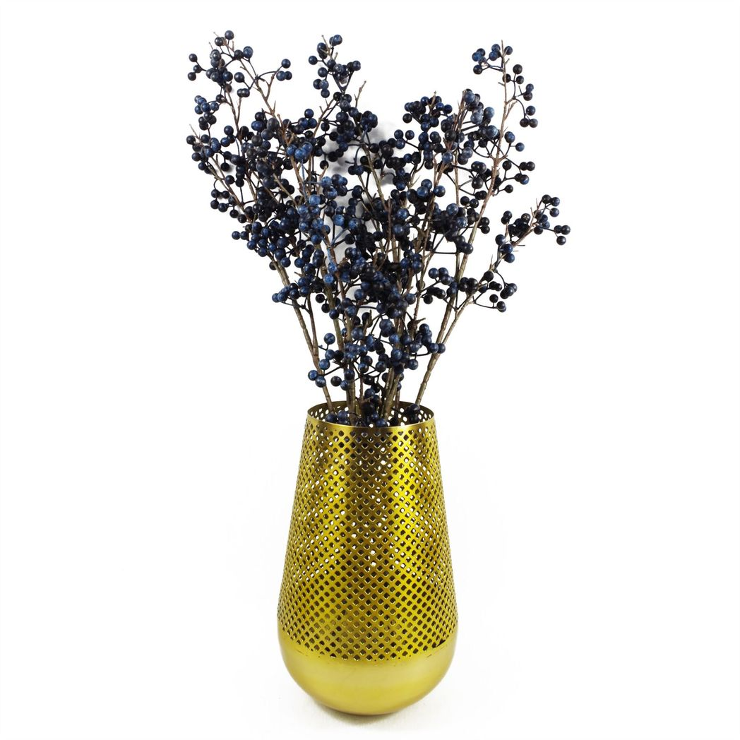 Artificial Blue Christmas Berry Spray, 70cm Single Wired Stem – Festive Display Foliage