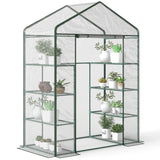 Outsunny 4 Tier Walk-In Portable Greenhouse with 8 Shelves, 143 x 73 x 195 cm – Steel Frame, Clear PVC Cover
