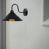 Vintage Swan Neck Wall Light with Cone Shade and E27 Socket – Dimmable Indoor Wall Sconce, Black