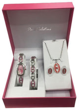 Paul Salatini Ladies Bling Watch & Jewellery Gift Set – Pink Dial Silver Bracelet Watch, Bracelet, Necklace & Earrings