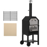Outsunny Stainless Steel Charcoal Pizza Oven with Thermometer, Chimney & Wheels – Outdoor Garden Oven