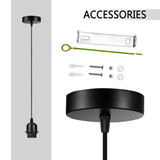 Industrial Grey Pendant Light 5 Pack with E27 Holder & 95cm PVC Cable – Retro Lampshade-Ready Kit