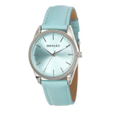 Henley Ladies Colourful Round Watch with Blue Soft Faux Leather Strap