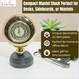 Silent Sweep Mantel Clock with Easy-to-Read Dial – Quiet Tabletop Timepiece for Bedroom & Office, Black