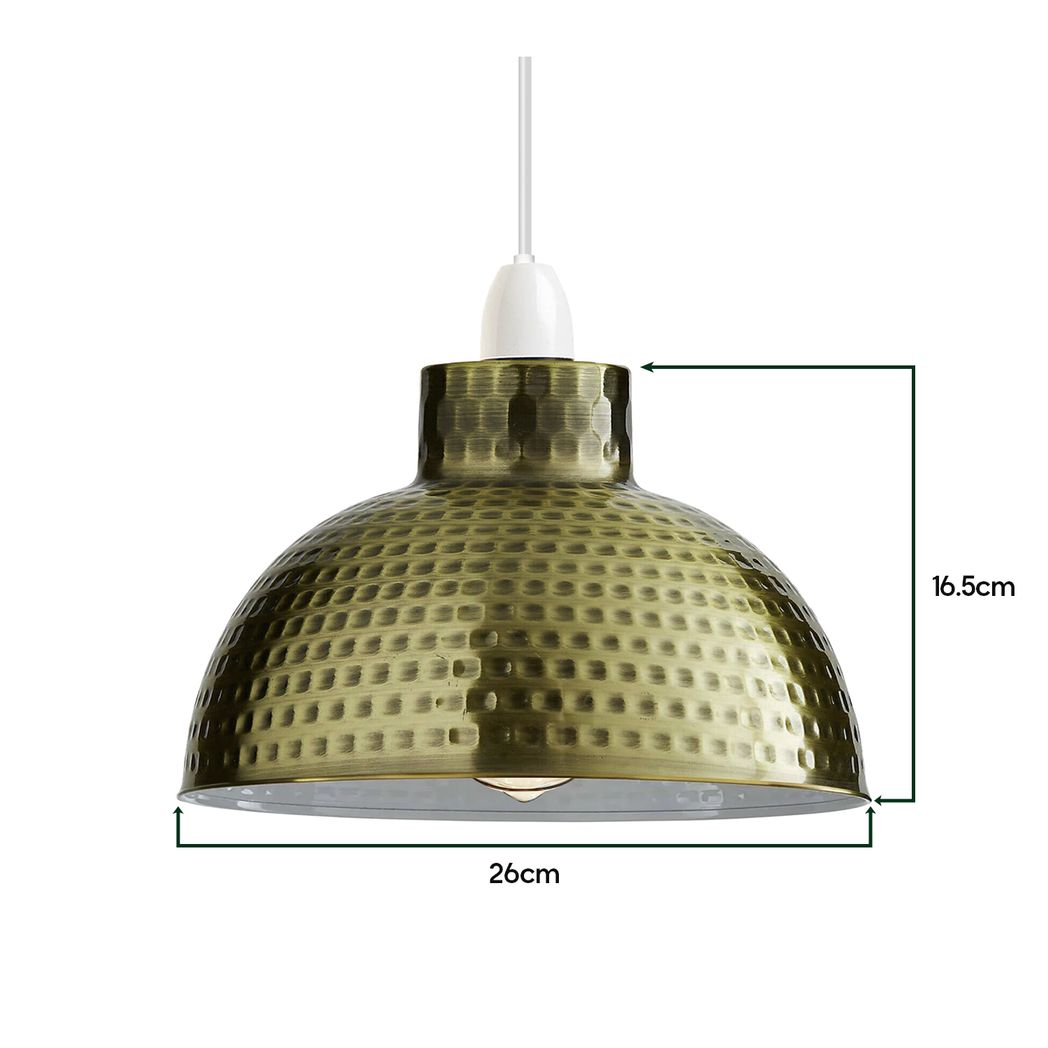 Green Brass Retro Dome Pendant Shades, 26cm – 2 Pack