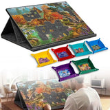 Portable Felt Jigsaw Puzzle Board for 1000 Pieces with 6 Sorting Trays and Cover – Puzzle Table, Grey