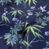 Arthouse Jasmine Garden Vinyl Wallpaper with Lilac Flowers and Metallic Touches – Hardwearing, Navy