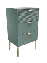 AcaciaHome Wooden 3 Drawer Chest with Solid Pine Top & Metal Handles – Compact Bedroom Storage, Green