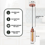 LEDSONE Rose Gold Wire Cage Pendant Light with 95cm Adjustable Cord – Industrial Vintage E27 Lamp