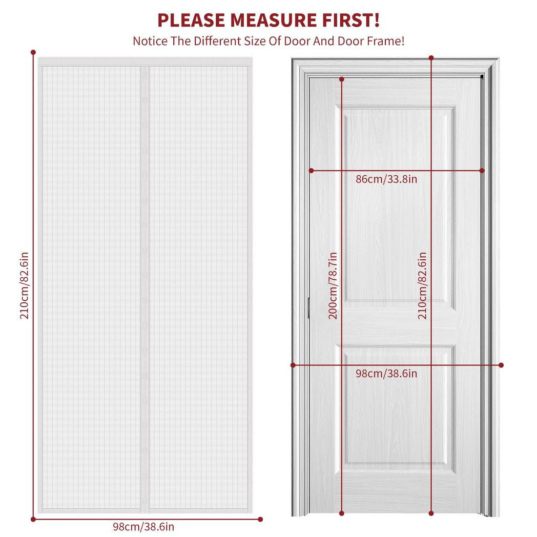 VINSANI Magnetic Insect Door Screen Curtain – Fly and Mosquito Barrier for Doorways, White